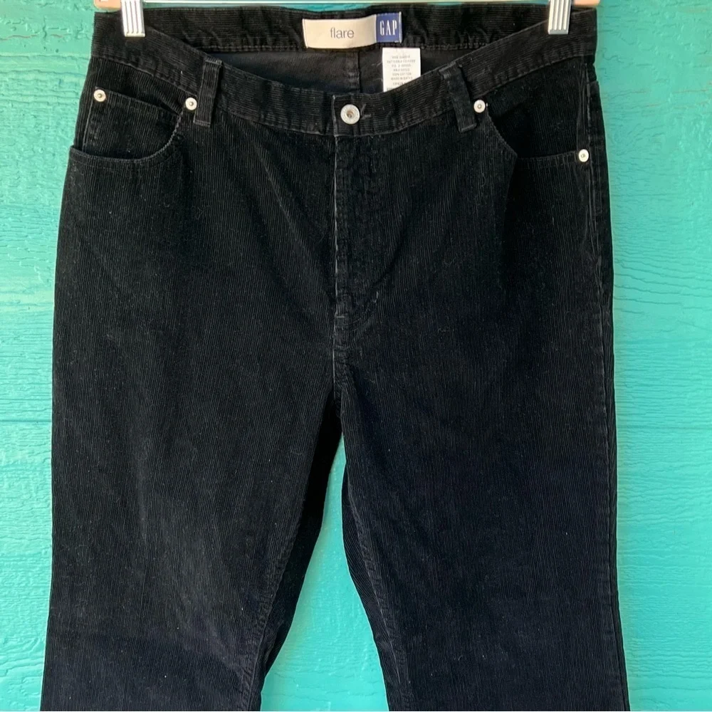 GAP CORDUROY FLARE PANTS BLACK SIZE 16 ANKLE EUC - Picture 6 of 7